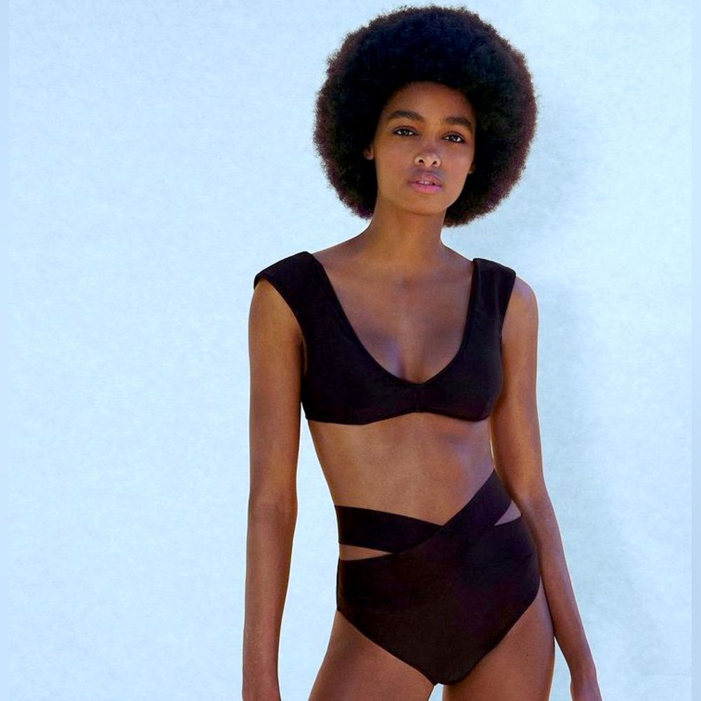 Brand New Zara black bikini cutout bottom size medium